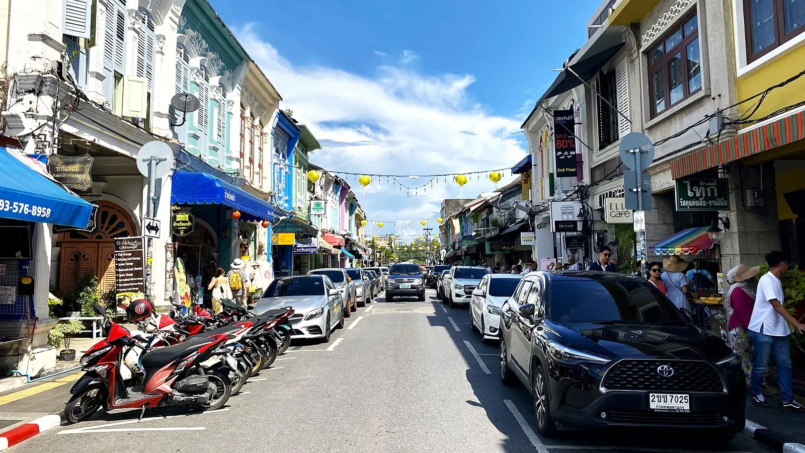 Colourful shophouses along Thalang Road in Phuket Old Town.