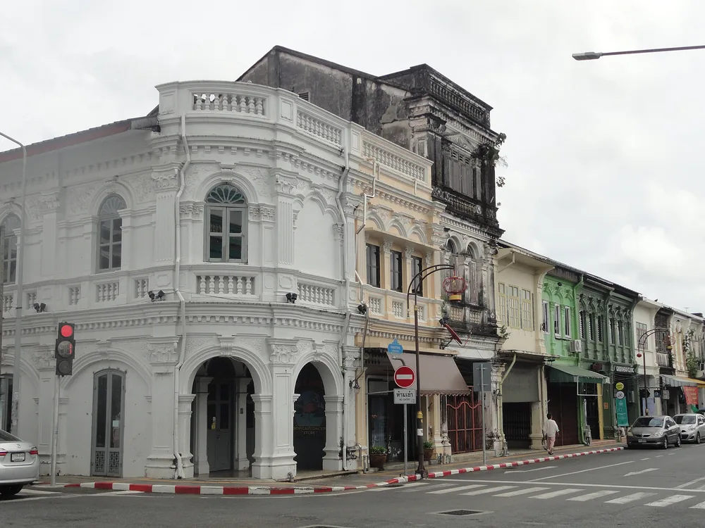 Historic Sino-Portuguese buildings in Phuket Old Town. Destination context photograph; not necessarily the individual place.