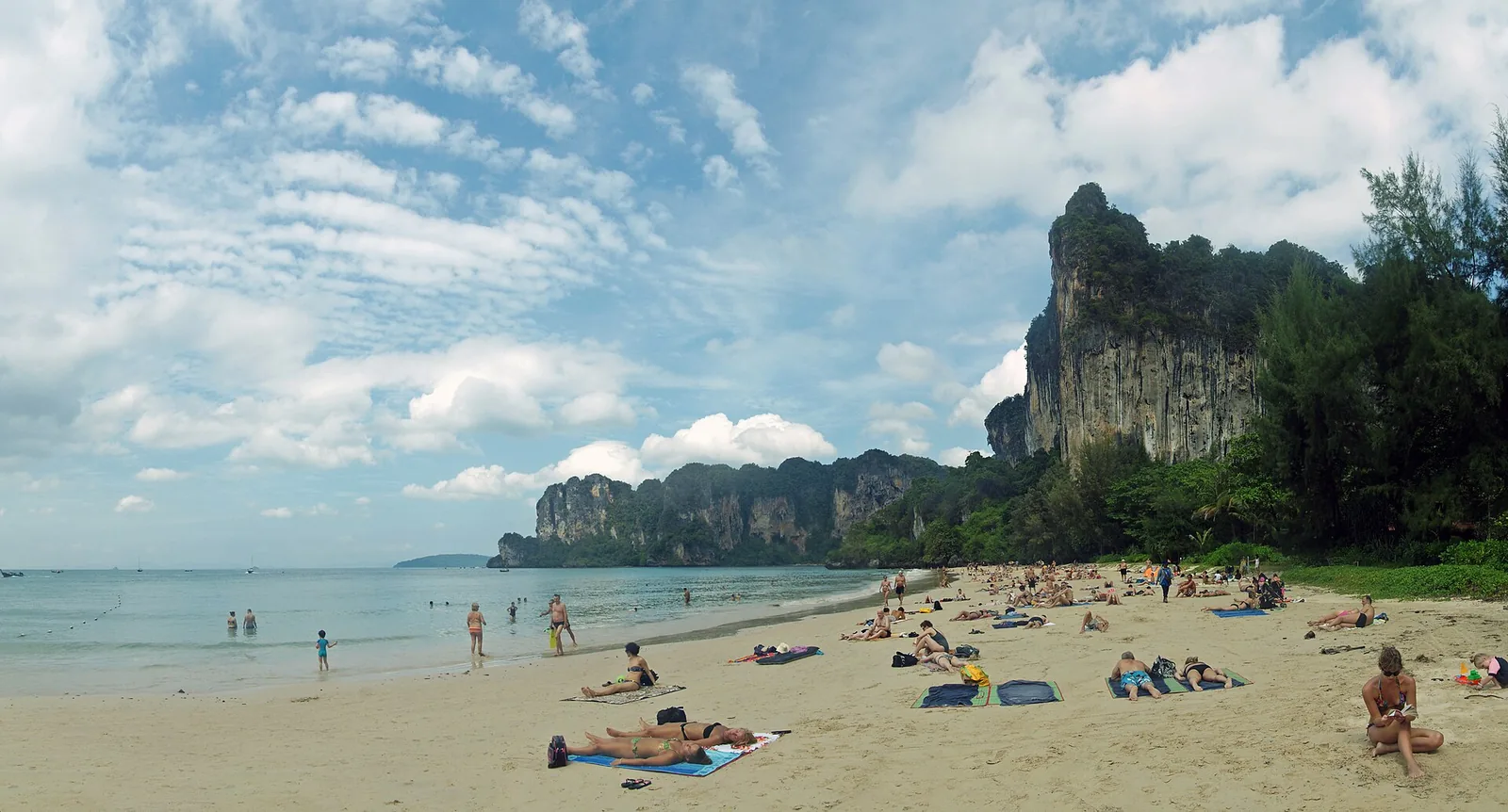 Railay Beach’s limestone cliffs and white sand, Krabi.